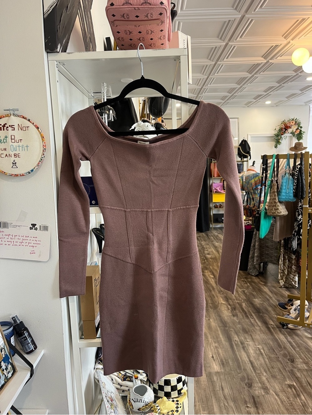 Abercrombie & Fitch brown Long-Sleeve Bodycon sweater Dress NWT